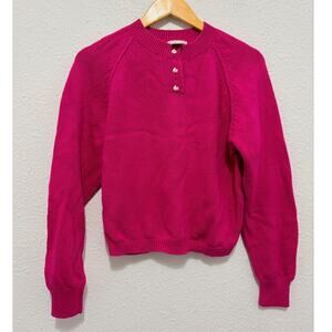 Vintage Magenta Talbots Sweater Bunny Buttons Spring Easter Y2K Whimsical